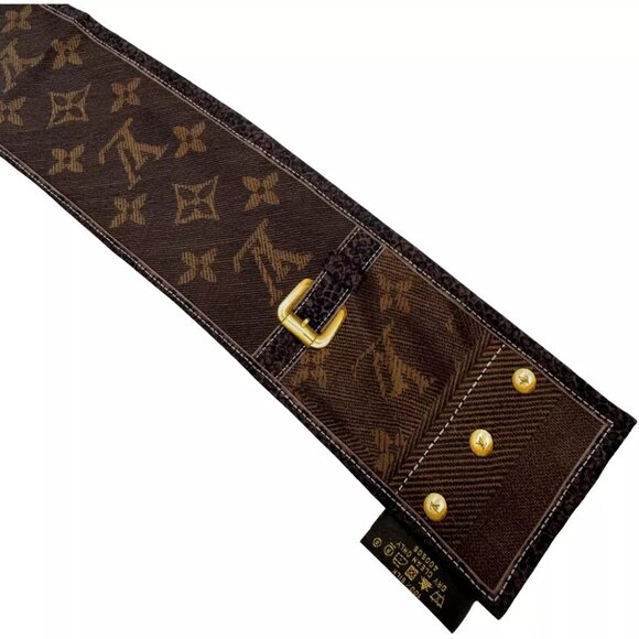 Authentic LOUIS VUITTON Bando New Denim Scarf M72396 Brown Silk #36635752 - Picture 3 of 12
